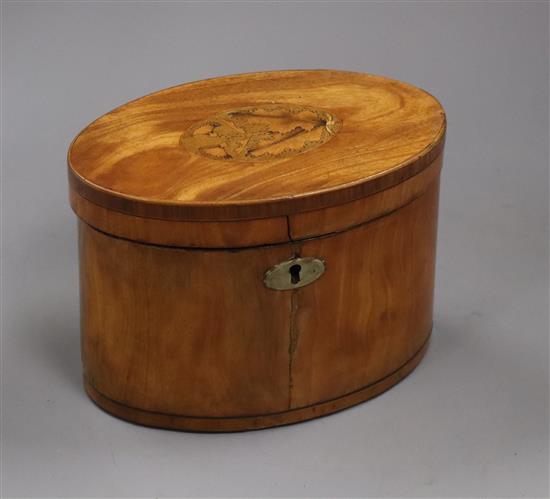 A George III satinwood tea caddy height 13cm